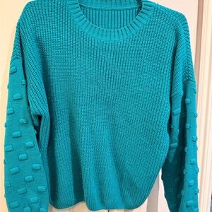 Turquoise Textured Knit Women’s Sweater